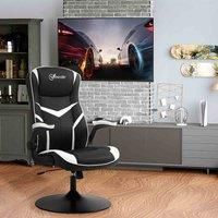 Vinsetto Gaming Chair Ergonomic Computer Chair Home Office Desk Swivel Chair w/ Adjustable Height Pedestal Base PVC Leather, Black & White