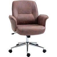 Vinsetto Microfibre Office Chair, Mid Back Computer Desk Chair with Swivel Wheels for Home Study, Bedroom, Red