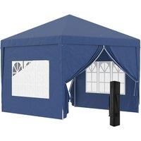 Outsunny 3 x 3 Meters Pop Up Water Resistant Gazebo Wedding Camping Party Tent Canopy Marquee with Carry Bag, Blue