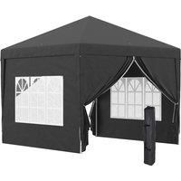 Outsunny 3 x 3 Meters Pop Up Water Resistant Gazebo Wedding Camping Party Tent Canopy Marquee with Carry Bag and 2 Windows, Black