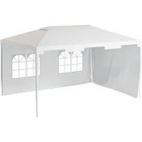 Outsunny 3 x 4 m Garden Gazebo Shelter Marquee Party Tent with 2 Sidewalls for Patio Yard Outdoor, White
