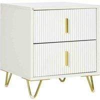 HOMCOM Bedside Table with 2 Drawers, Side End Table, Nightstand with Metal Frame for Living Room, Bedroom, White