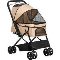 PawHut Pet Stroller Pushchair Foldable Travel Dog Cat Carriage w/ Reversible Handle Brake Basket