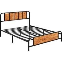 HOMCOM 31cm King Size Bed Frame, Industrial Bed Base with Headboard, Footboard, Steel Slat Support and Under Bed Storage, 160 x 207cm