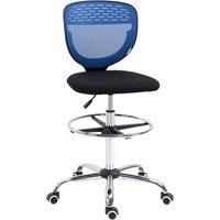 Vinsetto Drafting Chair, Swivel Office Draughtsman Chair, Mesh Standing Desk Chair with Lumbar Support, Adjustable Foot Ring, Armless, Dark Blue