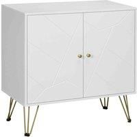 HOMCOM Storage Cabinet Slim Sideboard with Golden Hairpin Legs Adjustable Shelves for Living Room Dining Room Hallway White