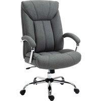 Vinsetto Home Office Chair Linen Fabric Computer Chair with Adjustable Height, Armrests, Swivel Wheels, Grey