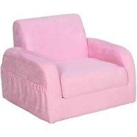 2-in-1 Kids Armchair Chair, Fold Out Flip Open Baby Bed, Couch Toddler Sofa Pink