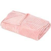 HOMCOM Fleece Blanket, All-Season Fluffy Warm Throw Blanket for Bed, Couch, Chair, Striped Reversible Travel Bedspread, King Size, 230 x 230cm, Pink