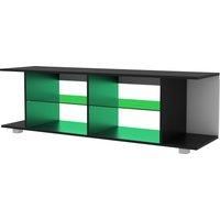 HOMCOM TV Stand, 145cm Modern TV Unit with Glass Shelves, RGB LED Light for 32 40 43 50 52 55 60 inch 4k TV, Black