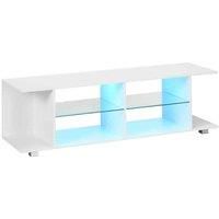 Homcom Tv Stand 145Cm Tv Unit With Rgb Led Light For 60inchtv White
