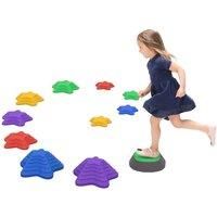 ZONEKIZ Kids Stepping Stones, 11 Pieces Balance River Stones for Obstacle Course, Stackable Non-Slip Starfish Shape, Sensory Play for Indoors, Outdoors