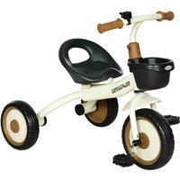 AIYAPLAY Kids Trike, Tricycle, with Adjustable Seat, Basket, Bell, for Ages 2-5 Years - White