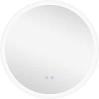 Kleankin Round Bathroom Mirror with LED Lights, 3 Temperature Colours, Defogging Film, Aluminium Frame, Hardwired, 60 x 60 cm