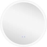 kleankin Round Bathroom Mirror with LED Lights, Wall-Mounted Dimmable Makeup Mirror with 3 Temperature Colours, Defogging Film, Memory Function, Hardwired, 70 x 70 cm