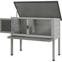 Elevated Indoor Outdoor Wooden Rabbit Hutch Hinged Asphalt Roof Removable Tray