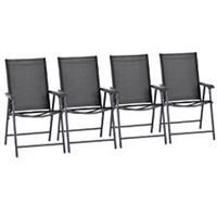 Outsunny 4-PCS Garden Armchairs Outdoor Patio Folding Modern Furniture, Black
