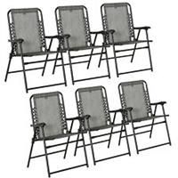 Outsunny 6Pcs Outdoor Patio Folding Chairs, Portable Garden Loungers Mixed Grey