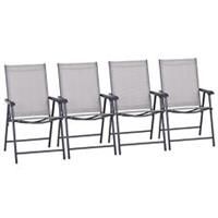 Outsunny 4-PCS Garden Armchairs Outdoor Patio Folding Modern Furniture, Grey