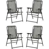 Outsunny Folding Patio Chairs, Portable Outdoor Loungers, Armrest, Steel Frame, Mixed Grey, Set