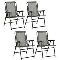 Outsunny 4Pcs Outdoor Patio Folding Chairs, Portable Garden Loungers Mixed Grey