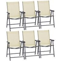 Outsunny 6-PCS Garden Armchairs Outdoor Patio Folding Modern Furniture, Beige