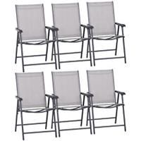 Outsunny 6-PCS Garden Armchairs Outdoor Patio Folding Modern Furniture, Grey