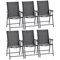 Outsunny 6-PCS Garden Armchairs Outdoor Patio Folding Modern Furniture, Black