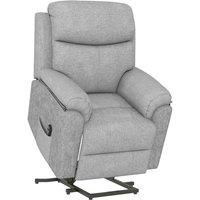 HOMCOM Power Lift Chair Electric Riser Recliner for Elderly, Linen Fabric Sofa Lounge Armchair with Remote Control and Side Pocket, Grey