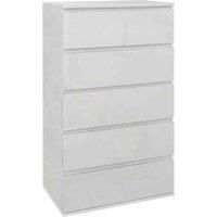 HOMCOM High Gloss Chest of Drawers, 5-Drawer Storage Cabinets, Modern Dresser, Storage Drawer Unit for Bedroom