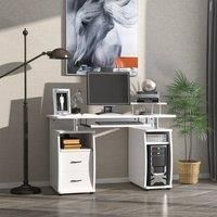Multi-Storage Computer Work Desk Table w/ Drawer Keyboard Tray for Home White