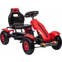 HOMCOM Children Pedal Go Kart, Kids Ride On Racer with Adjustable Seat, Inflatable Rubber Tyres, Handbrake, for Ages 5-12 Years - Red