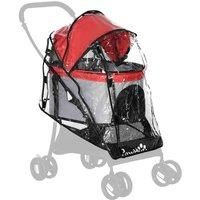 PawHut Dog Pram Rain Cover, Cover for Dog Stroller Buggy Pushchair for Small Miniature Dogs Cats, with Front Rear Entry