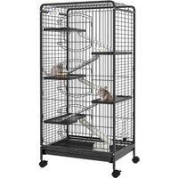 PawHut Five-Level Removable Small Animal Cage, 131cm - Black