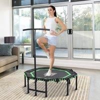 Green 122cm Foldable Trampoline with Adjustable Handle, Steel & EVA