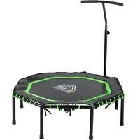 HOMCOM 48" Octagonal Mini Fitness Rebounder Trampoline Indoor Outdoor Foldable Mini Jumper with Adjustable Handle, Green