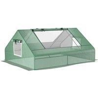 Outsunny 180 x 140 x 80cm Portable Mini Greenhouse, Garden Small Green House with Zipped Windows and Door, Tunnel Planting Shed, Outdoor Flower Planter Warm House, Dark Green