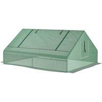 Outsunny Mini Greenhouse, Portable Garden Small Greenhouse with Zipped Windows and Door, 180 x 140 x 80cm, Dark Green
