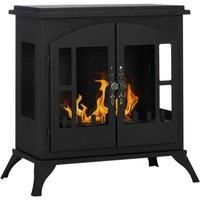 HOMCOM Freestanding Ethanol Fireplace Stove, Bioethanol Fire with Stainless Steel Flame Snuffer, 0.9L Tank, 3 Hours Burning Time for Indoor, Black