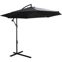 Outsunny 3m Garden Banana Parasol Cantilever Umbrella w/Crank& Base, Black