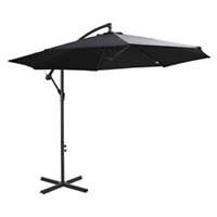 Outsunny 3m Garden Banana Parasol Cantilever Umbrella w/Crank& Base, Black