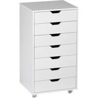 Vinsetto Vertical Filing Cabinet, 7-drawer File Cabinet, Mobile Office Cabinet on Wheels for Study, Home Office, White