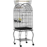 PawHut Large Parrot Bird Cage Aviary Budgies Finch Cockatiel Birds Stand Feeding Station Stand w/ Wheels 51L x 51W x 153H cm