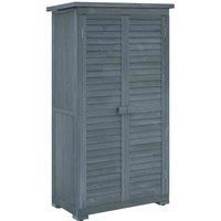 Outsunny Small Shed, Wooden Garden Storage Shed, 3 Shelves Outdoor Tool Shed Cabinet with Asphalt Roof and Shutter Doors, 87cm x 47cm x 160cm, Grey