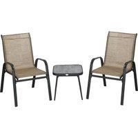 3 Pieces Outdoor Bistro Set with 2 Armchairs and SPC Board Table Top