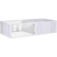 PawHut 7 Panels Playpen with 3 Doors for Baby Dogs, Two-Room Design Puppy Whelping Box - White