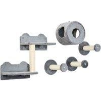 PawHut 5Pcs Cat Wall Furniture with Perch, Cat Condo, Scratching Post, Wall Mounted Cat Tree for Indoor Cats Use - Grey