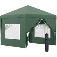 Outsunny 3 x 3m Pop Up Gazebo, Wedding Party Canopy Tent Marquee with Carry Bag and Windows, Green