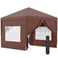Outsunny 3x3 m Pop Up Gazebo Party Tent Canopy Marquee with Storage Bag Coffee