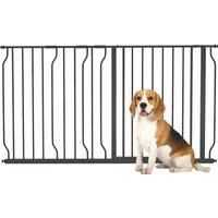 PawHut Extra Wide Dog Safety Gate, with Door Pressure, for Doorways, Hallways, Staircases - Black